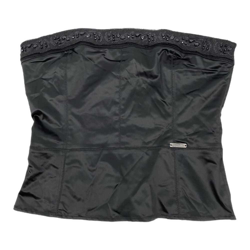 Galliano Black Beaded Strapless Blouse | Size IT 32/46